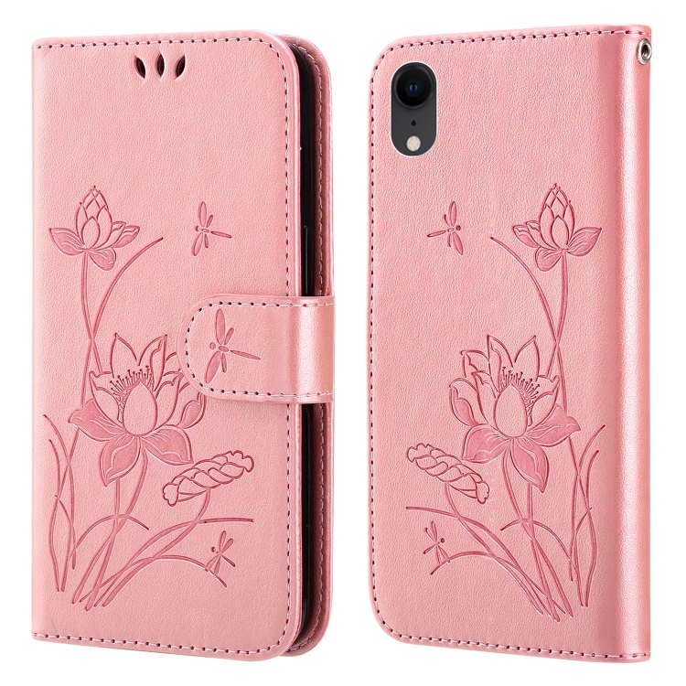

Lotus Embossed Leather Phone Case For iPhone XR(Pink)