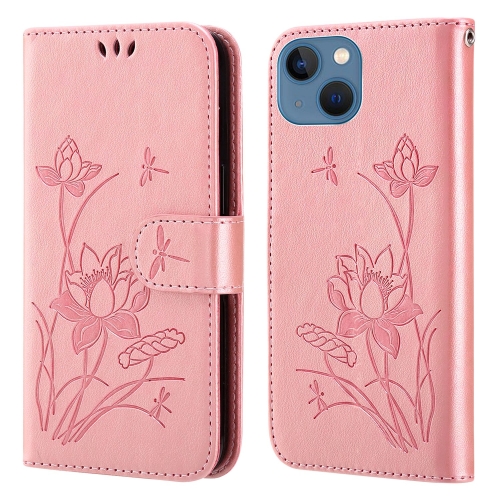 

Lotus Embossed Leather Phone Case For iPhone 13 mini(Pink)