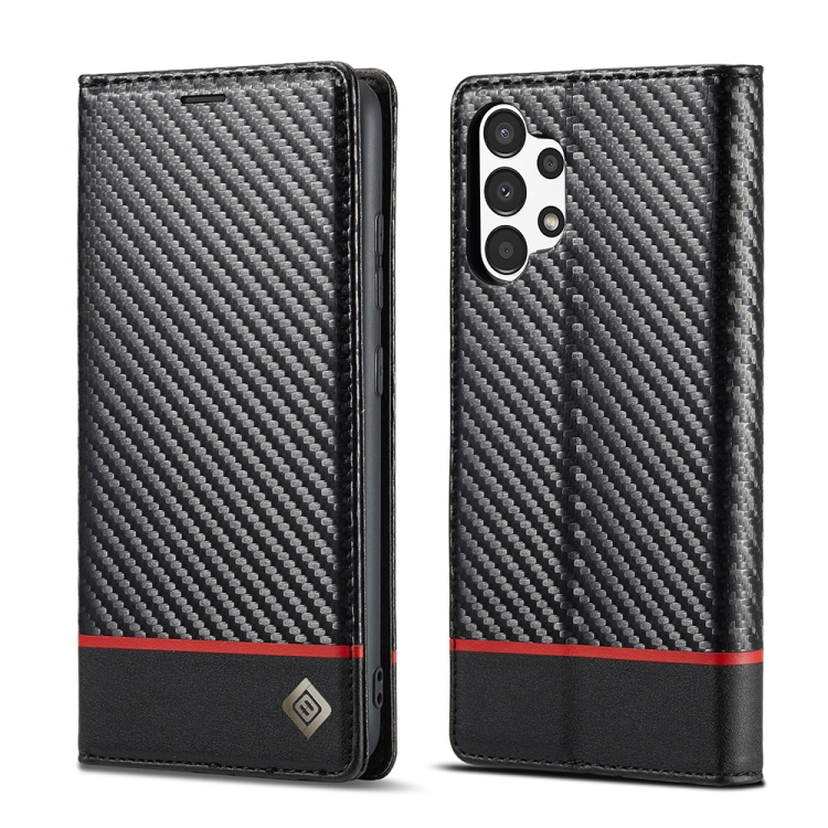 

For Samsung Galaxy A13 4G LC.IMEEKE Carbon Fiber Horizontal Flip Leather Phone Case(Horizontal Black)