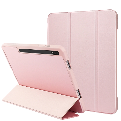 

For Samsung Galaxy Tab S8+ / X800 3-folding Honeycomb TPU Smart Leather Tablet Case(Pink)