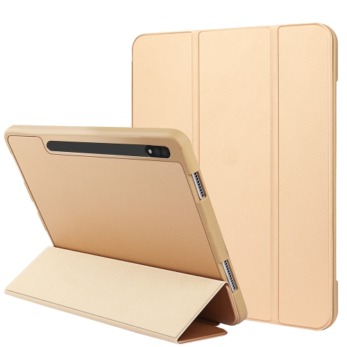 

For Samsung Galaxy Tab S8+ / X800 3-folding Honeycomb TPU Smart Leather Tablet Case(Gold)