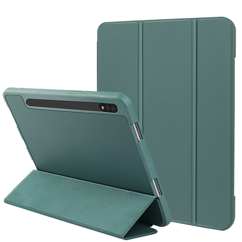 

For Samsung Galaxy Tab S8+ / X800 3-folding Honeycomb TPU Smart Leather Tablet Case(Green)