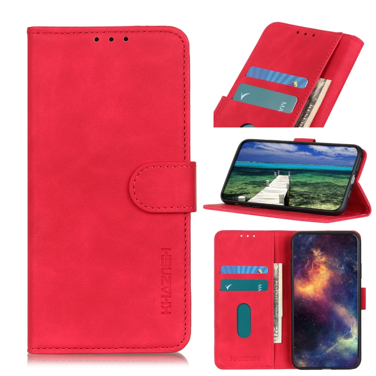 

For Xiaomi Redmi K50 / K50 Pro KHAZNEH Retro Texture Leather Phone Case(Red)