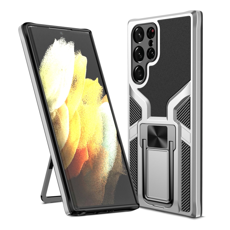 

For Samsung Galaxy S22 Ultra 5G Armor 2 in 1 PC + TPU Magnetic Phone Case(Silver)