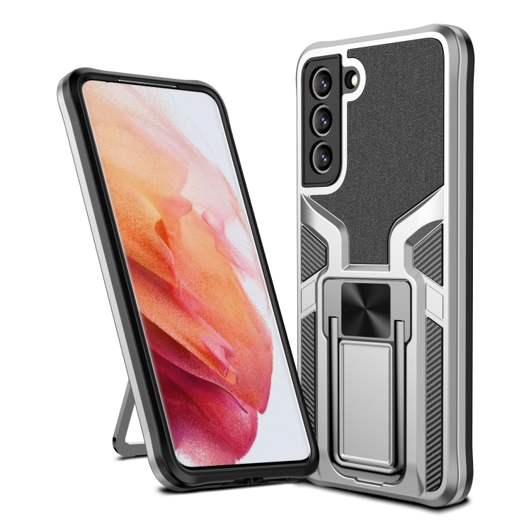 

For Samsung Galaxy S21 FE 5G Armor 2 in 1 PC + TPU Magnetic Phone Case(Silver)