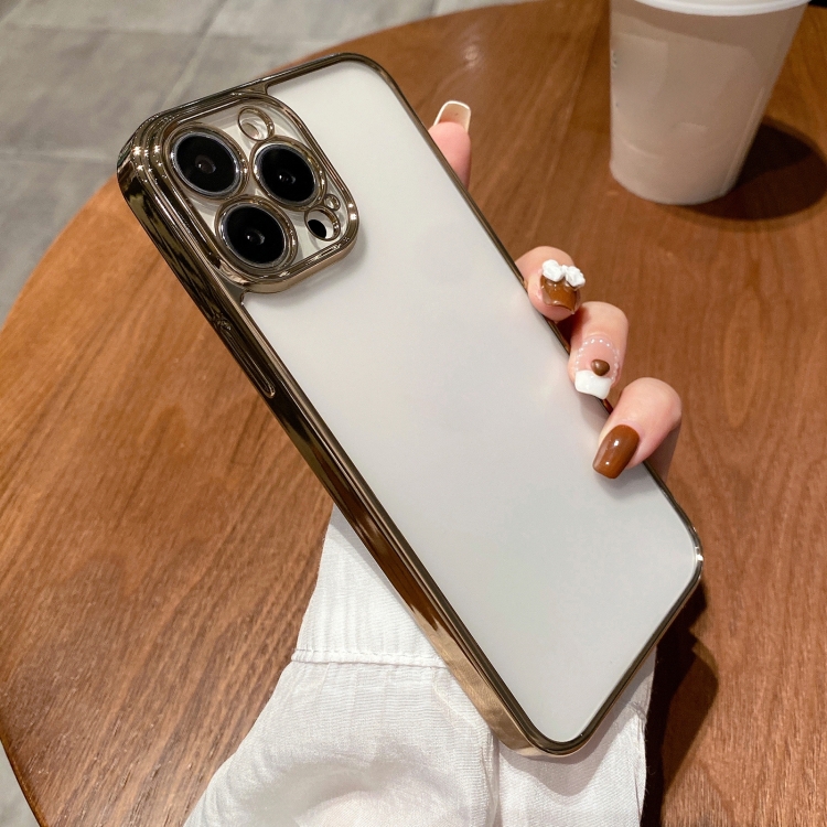 

Electroplated Frosted Glass Phone Case For iPhone 13 Pro(Gold)