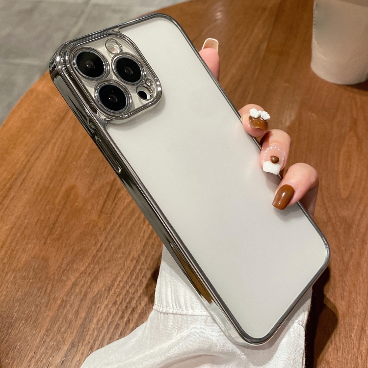 

Electroplated Frosted Glass Phone Case For iPhone 12 Pro Max(Silver)