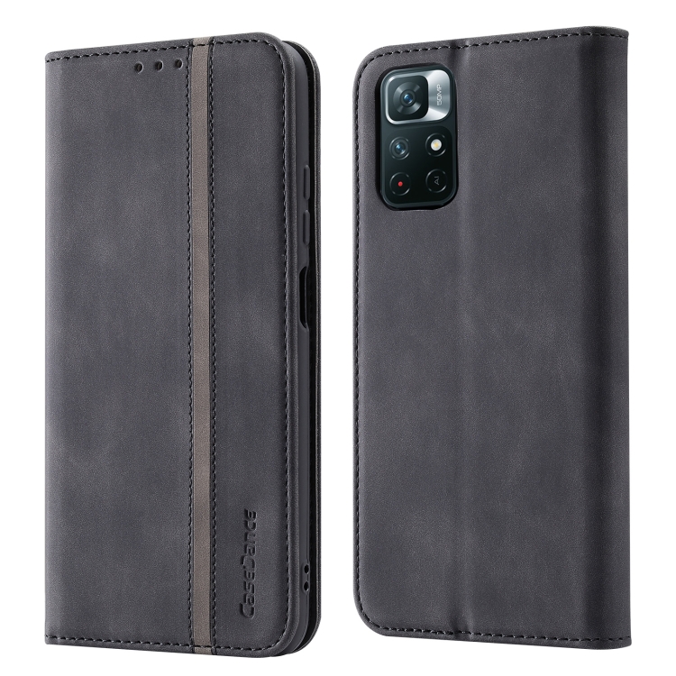 

For Xiaomi Redmi Note 11 5G CN Version Splicing Skin Feel Magnetic Leather Phone Case(Black)