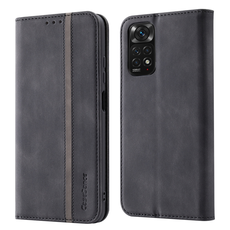 

For Xiaomi Redmi Note 11S International Version Splicing Skin Feel Magnetic Leather Phone Case(Black)