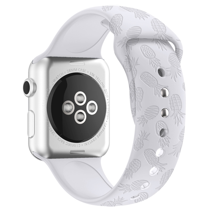 

Pineapple Embossing Silicone Watchband For Apple Watch Series 7 41mm / 6&SE&5&4 40mm / 3&2&1 38mm(White)