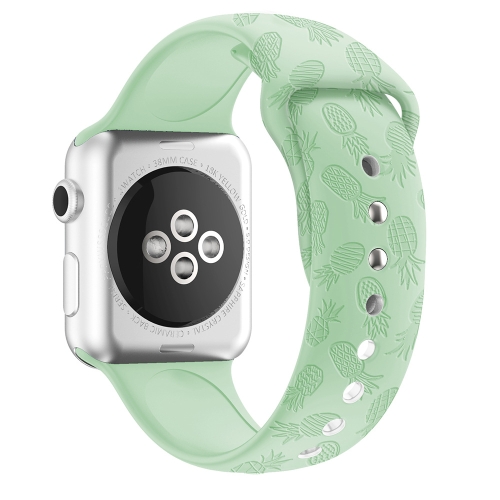 

Pineapple Embossing Silicone Watchband For Apple Watch Series 7 45mm / 6&SE&5&4 44mm / 3&2&1 42mm(Light Green)