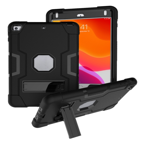 

For iPad Mini 5 / 4 Contrast Color Silicone + PC Combination Case with Holder(Black)