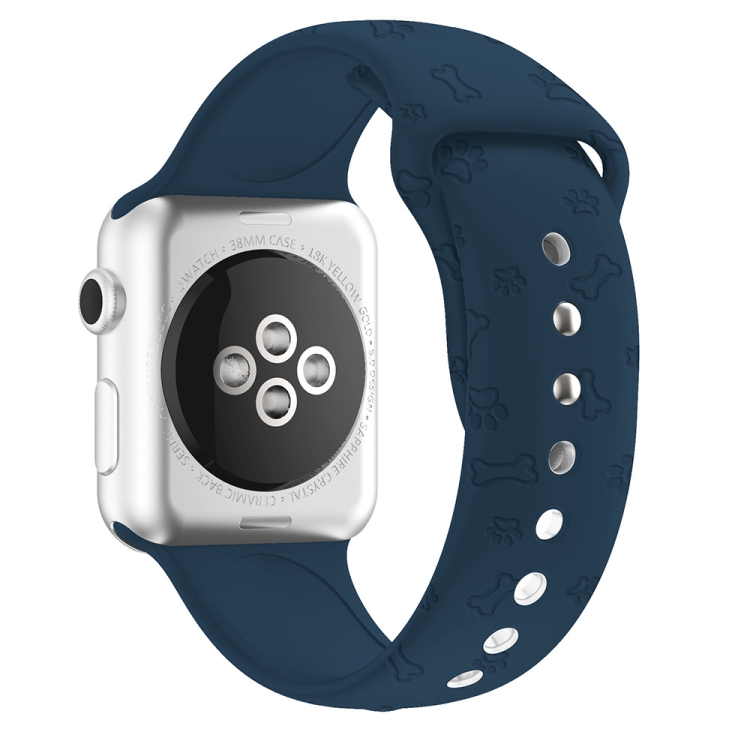 

Dog Paw Embossing Silicone Watchband For Apple Watch Series 7 45mm / 6&SE&5&4 44mm / 3&2&1 42mm(Blue)