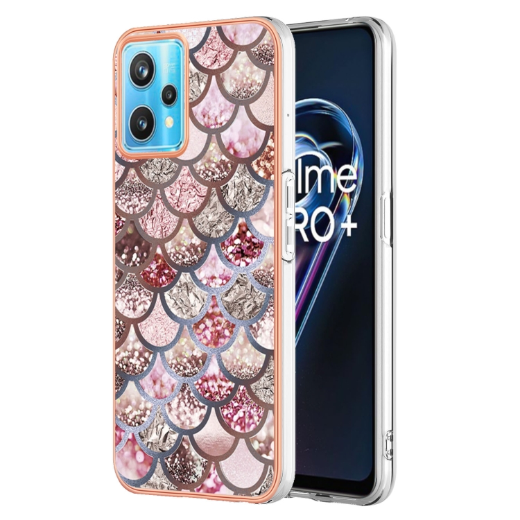 

For OPPO Realme 9 Pro+ 5G Electroplating IMD TPU Phone Case(Pink Scales)