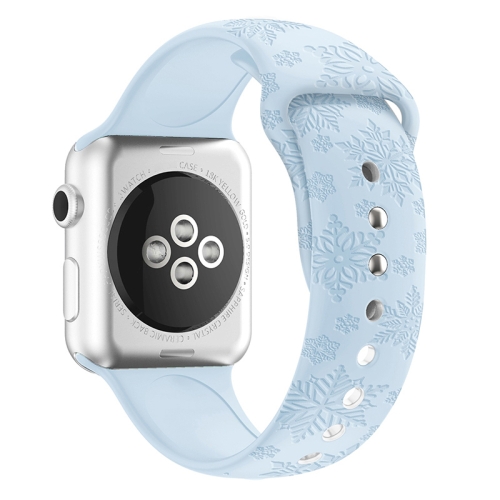 

Snowflake Embossing Silicone Watch Band For Apple Watch Series 8&7 41mm / SE 2&6&SE&5&4 40mm / 3&2&1 38mm(Sky Blue)
