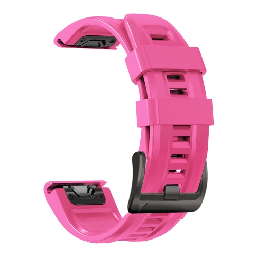 

For Garmin Fenix 7X / 6X / 5X 26mm Black Buckle Silicone Watch Band(Pink)