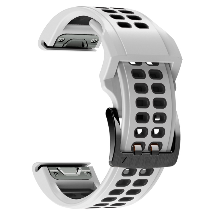 

For Garmin Fenix 6 Quick Release Double Row Silicone Watch Band(White Black)