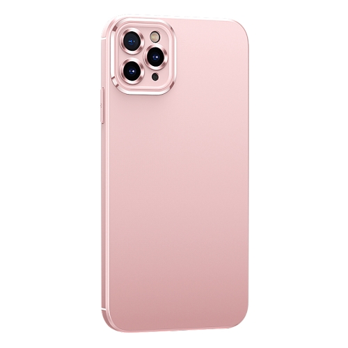 

Metal Lens Liquid Silicone Phone Case For iPhone 11 Pro(Pink)