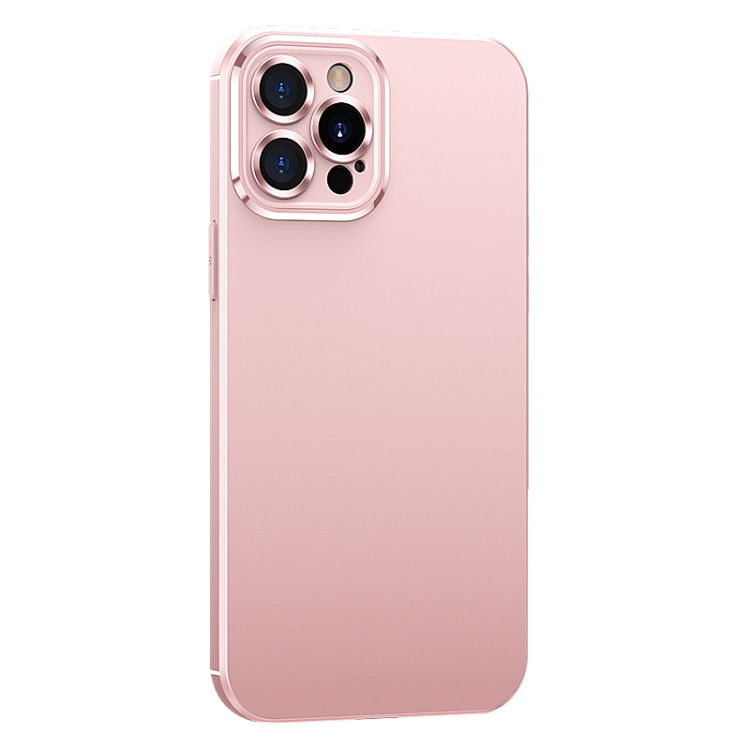 

Metal Lens Liquid Silicone Phone Case For iPhone 12 Pro(Pink)