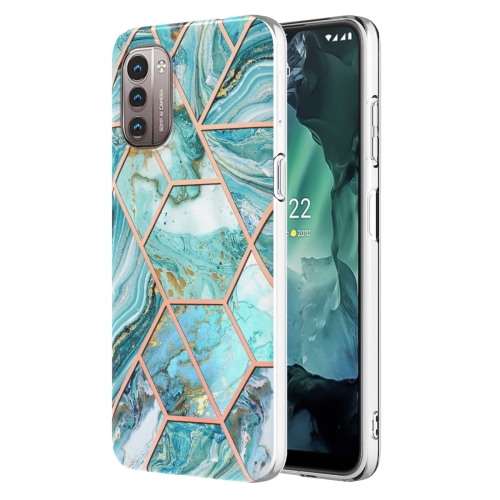 

For Nokia G21 / G11 Electroplating IMD Splicing Marble TPU Phone Case(Blue)