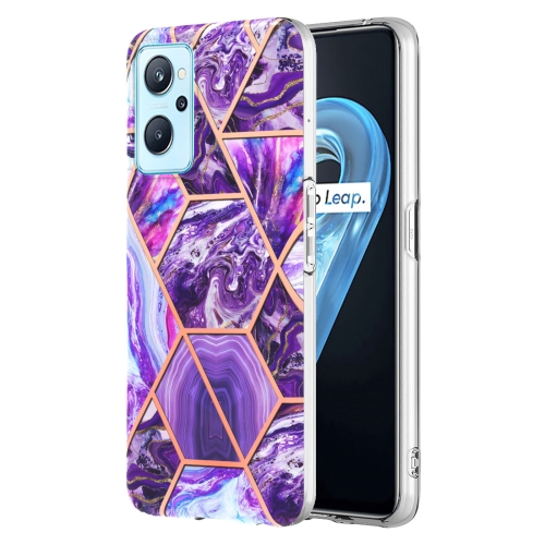 

For OPPO Realme 9i / A36 Electroplating IMD Splicing Marble TPU Phone Case(Dark Purple)