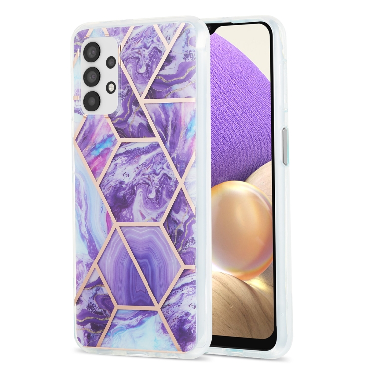 

For Samsung Galaxy A13 4G Electroplating IMD Splicing Marble TPU Phone Case(Dark Purple)