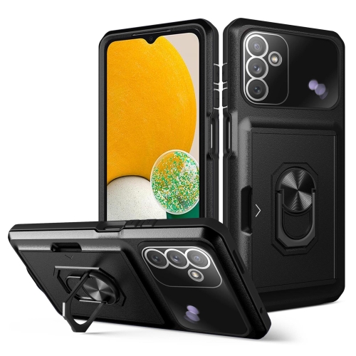 

For Samsung Galaxy A13 5G Card Ring Holder PC + TPU Phone Case(Black)