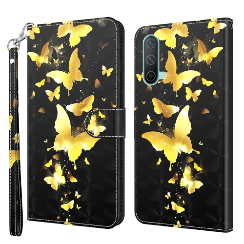 

For OnePlus Nord CE 5G 3D Painting Pattern TPU + PU Leather Phone Case(Gold Butterfly)
