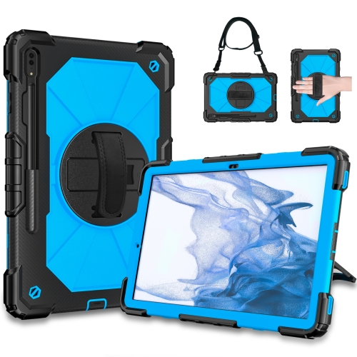 

For Samsung Galaxy Tab S8+ 12.4 inch SM-X800 / SM-X806 Contrast Color Robot Shockproof Silicone + PC Tablet Case(Black+Blue)