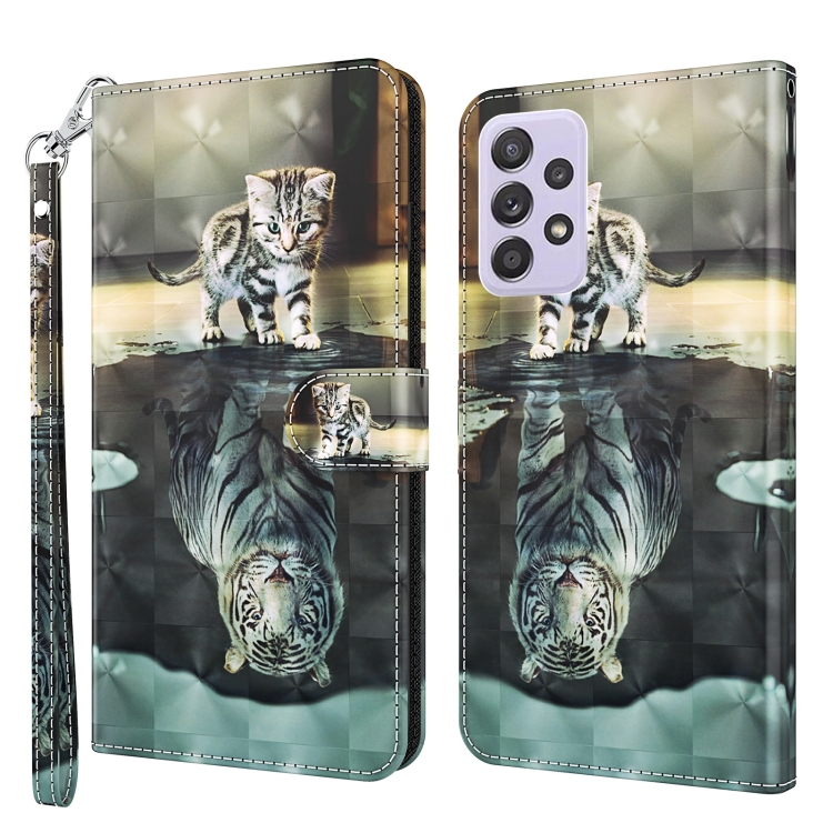

For Samsung Galaxy A53 5G 3D Painting Pattern TPU + PU Leather Phone Case(Cat Tiger)