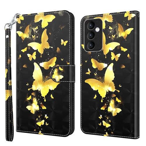 

For Samsung Galaxy A82 5G 3D Painting Pattern TPU + PU Leather Phone Case(Gold Butterfly)