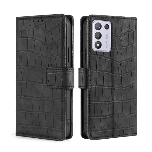 

For OPPO K9s / Realme Q3s Skin Feel Crocodile Texture Magnetic Clasp PU Leather Phone Case(Black)