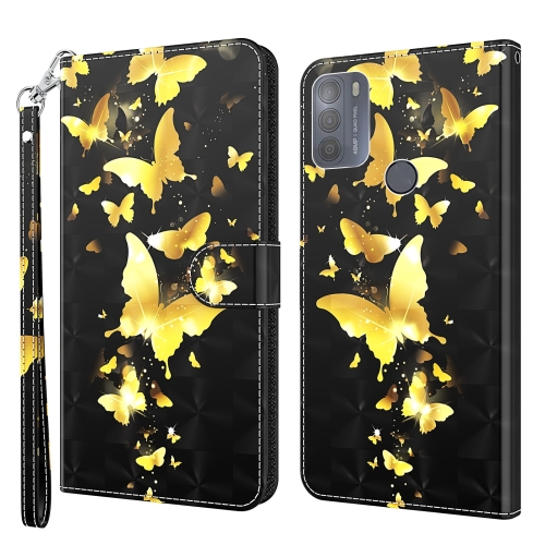 

For Motorola Moto G50 3D Painting Pattern TPU + PU Leather Phone Case(Gold Butterfly)