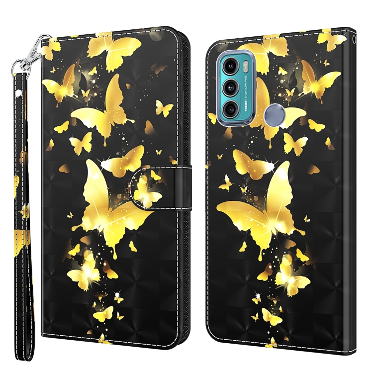 

For Motorola Moto G60 3D Painting Pattern TPU + PU Leather Phone Case(Gold Butterfly)