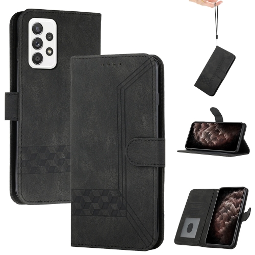 

For Samsung Galaxy A53 5G Cubic Skin Feel Flip Leather Phone Case(Black)