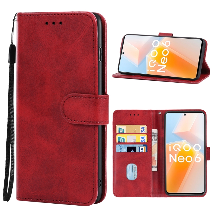 

Leather Phone Case For vivo iQOO Neo6(Red)
