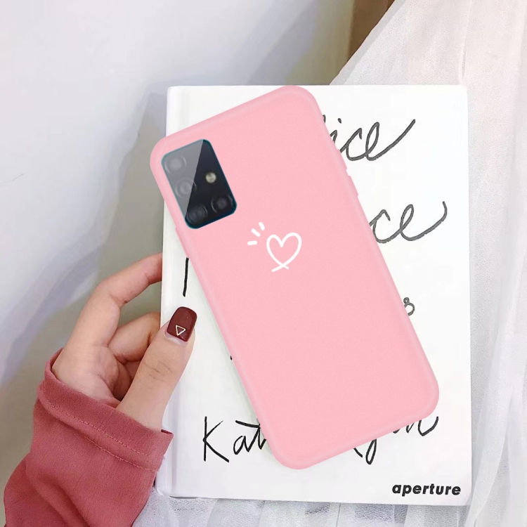 

For Galaxy A51 Love Heart Pattern Frosted TPU Protective Case(Pink)