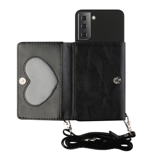 

For Samsung Galaxy S22+ 5G Crossbody Lanyard Wallet Card Bag Phone Case(Black)