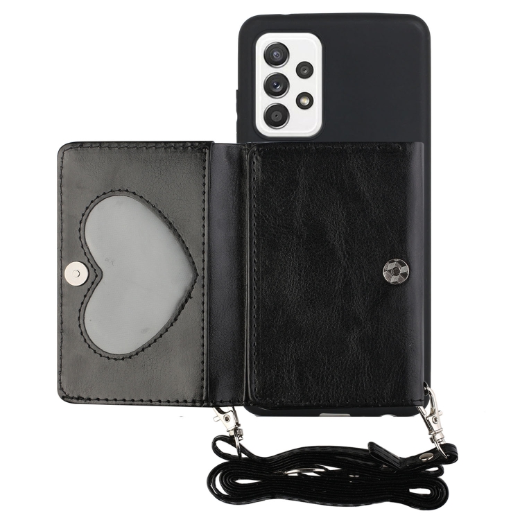 

For Samsung Galaxy A73 5G Crossbody Lanyard Wallet Card Bag Phone Case(Black)