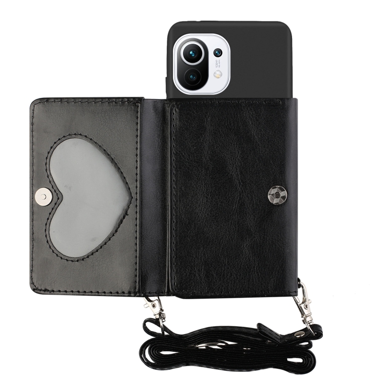 

For Xiaomi Mi 11 Crossbody Lanyard Wallet Card Bag Phone Case(Black)