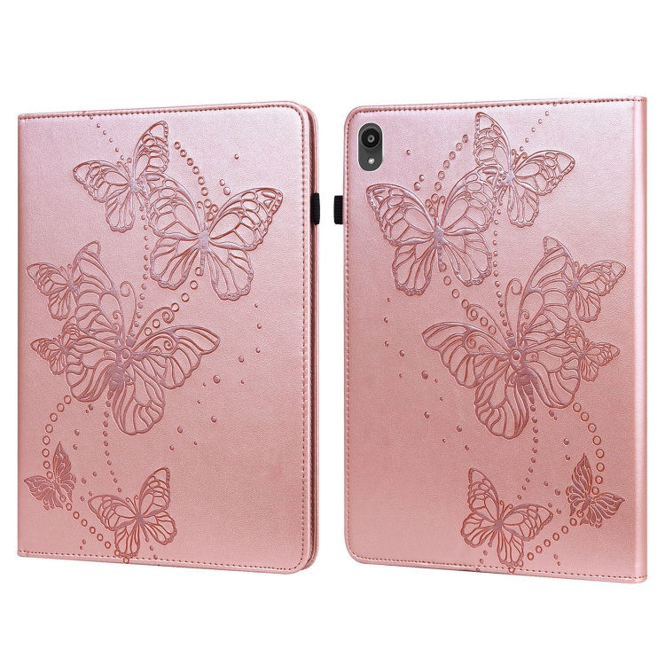 

For Lenovo Tab P11 Plus Embossed Butterfly Pattern Leather Tablet Case(Pink)