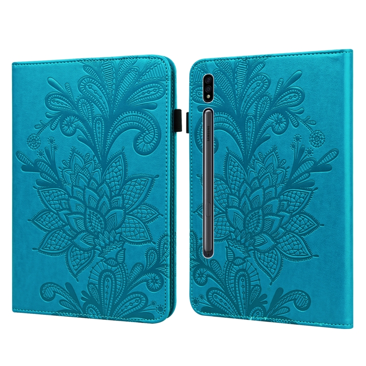 

Lace Flower Embossing Pattern Leather Tablet Case For Samsung Galaxy Tab S8(Blue)
