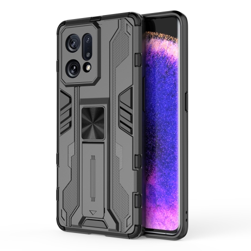 

For OPPO Find X5 Supersonic PC + TPU Shock-proof Protective Phone Case with Holder(Black)