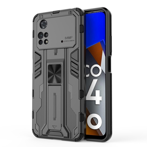 

For Xiaomi Poco M4 Pro Supersonic PC + TPU Shock-proof Protective Phone Case with Holder(Black)