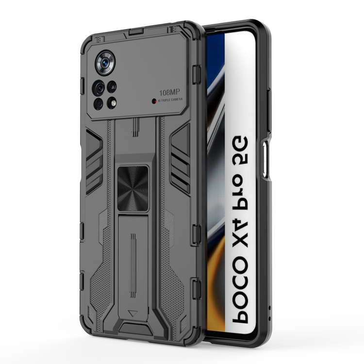 

For Xiaomi Poco X4 Pro 5G Supersonic PC + TPU Shock-proof Protective Phone Case with Holder(Black)