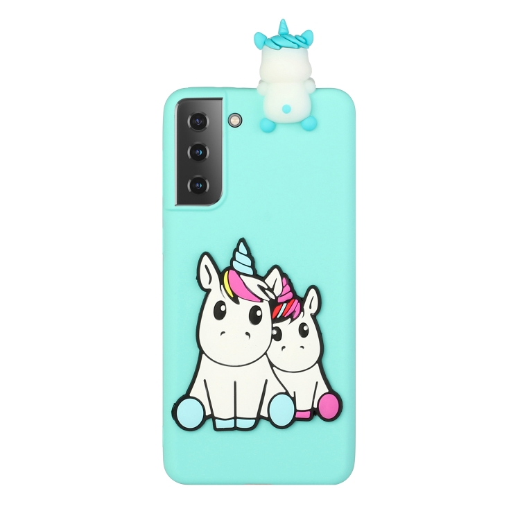 

For Samsung Galaxy S22 5G Shockproof 3D Lying Cartoon TPU Phone Case(Couple Unicorn)