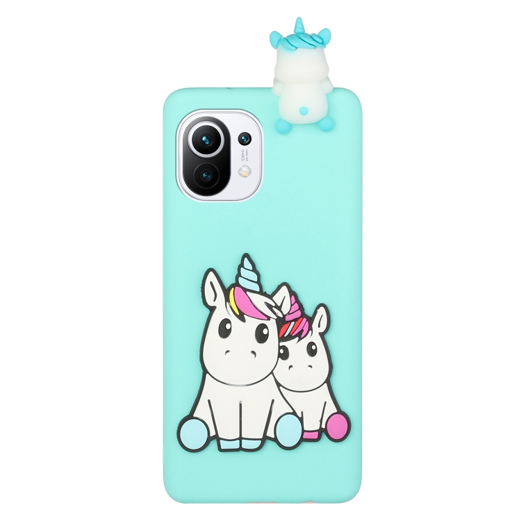 

For Xiaomi Mi 11 Lite Shockproof 3D Lying Cartoon TPU Phone Case(Couple Unicorn)