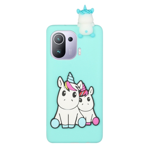 

For Xiaomi Mi 11 Pro Shockproof 3D Lying Cartoon TPU Phone Case(Couple Unicorn)