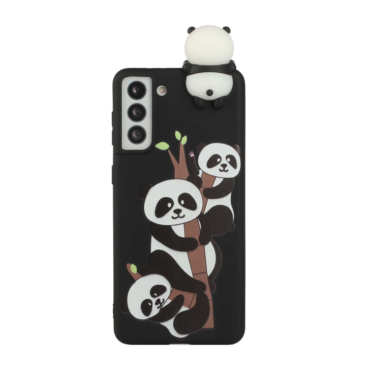 

For Samsung Galaxy S22 5G Shockproof Cartoon TPU Phone Case(Three Pandas)