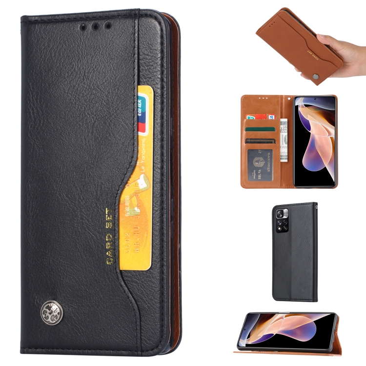 

For Xiaomi Redmi Note 11 Pro 4G Global Knead Skin Texture Horizontal Flip Leather Case(Black)